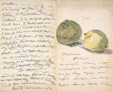 A Letter to Eugène Maus, Decorated with Two Apples, August 2, 1880. Creator: Edouard Manet