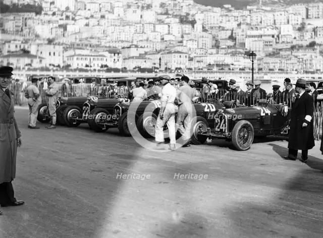 A line of Alfa Romeos at the Monaco Grand Prix, 1934. Artist: Unknown
