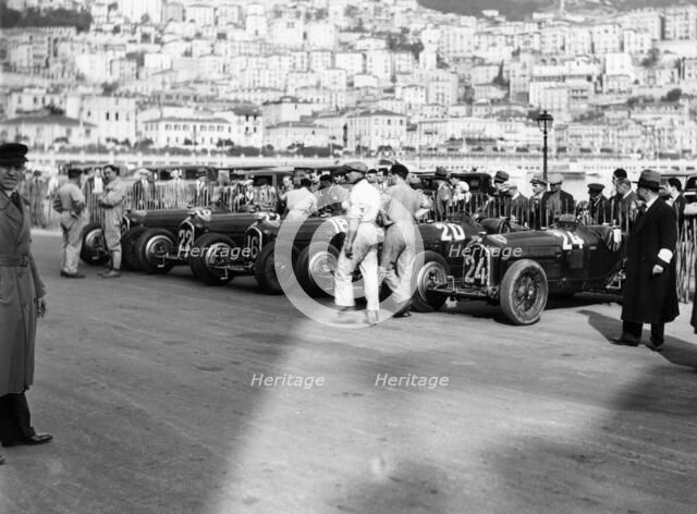 A line of Alfa Romeos at the Monaco Grand Prix, 1934. Artist: Unknown