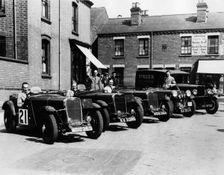 A line of Singer Le Mans 1.5 Litre TT cars, 1934