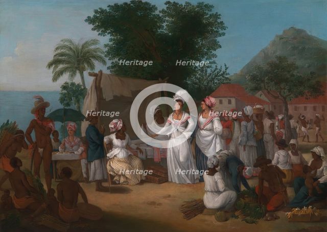 A Linen Market with a Linen-stall and Vegetable Seller in the West Indies, ca. 1780. Creator: Agostino Brunias.