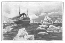 A Liner Threading Her Way Through a Field of Ice in the North Atlantic April 20, 1912. Creator: Unknown