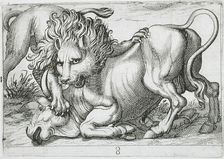 A Lion Attacking a Bull, 1610. Creator: Hendrick Hondius I
