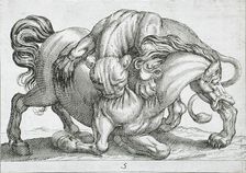 A Lion Attacking a Horse, 1610. Creator: Hendrick Hondius I