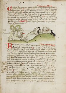 A Lion and Another Lion with a Mouse; Fables; Animal Fables, third quarter of 15th century. Creator: Unknown