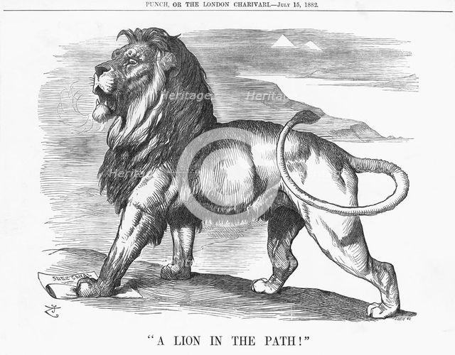 "A Lion in the Path!", 1882. Creator: Joseph Swain.