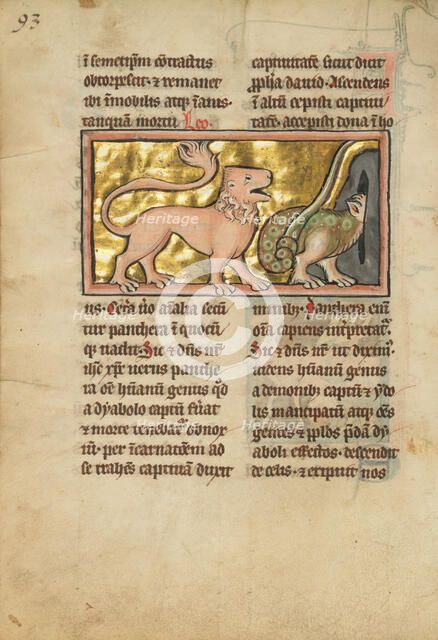 A Lion (Panther) and a Dragon, 1277 or after. Creator: Unknown.