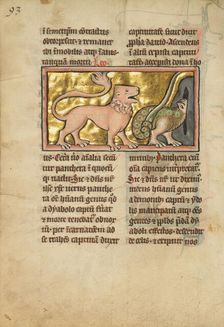A Lion (Panther) and a Dragon, 1277 or after. Creator: Unknown