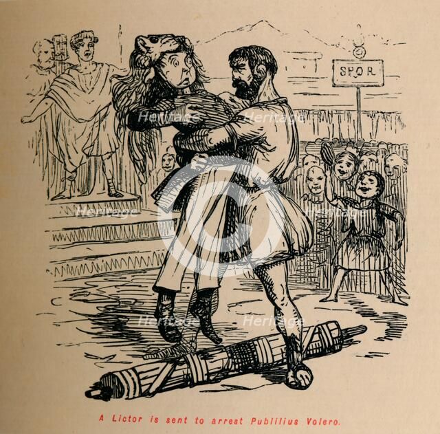 'A Lictor is sent to arrest Publilius Volero', 1852. Artist: John Leech.