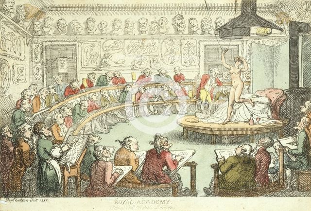 A Life Class at the Royal Academy, Somerset House, 1811. Creator: Thomas Rowlandson.