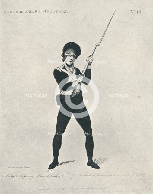 'A Light Infantry Man defending himself', 1798 (1909). Artist: Thomas Rowlandson.