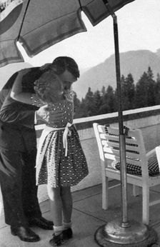 A little girl visits the Führer at Obersalzberg, Bavaria, Germany, 1936