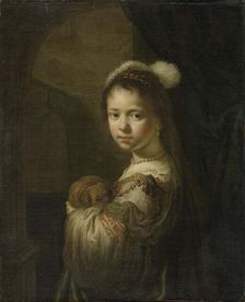 A Little Girl with a Puppy in Her Arms, 1635-1639. Creator: Flinck, Govaert (1615-1660)
