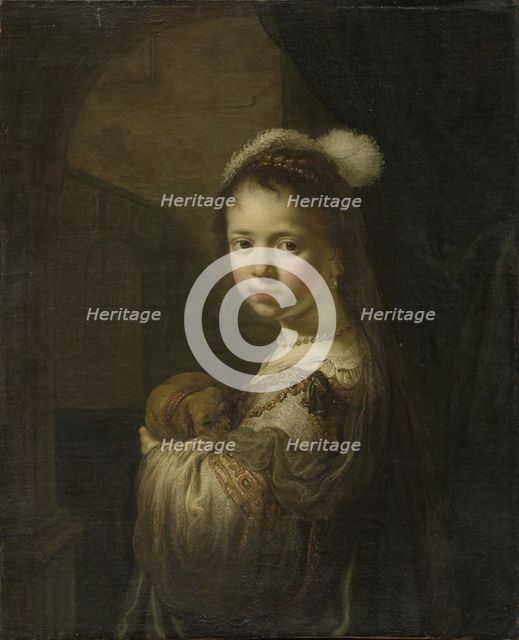 A Little Girl with a Puppy in Her Arms, 1635-1639. Creator: Flinck, Govaert (1615-1660).