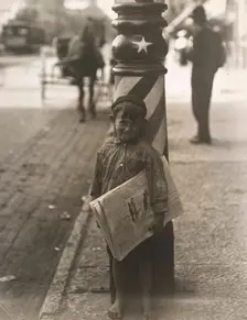 A Little "Shaver," Indianapolis Newsboy, 41 inches high.., about 1920. Creator: Lewis Wickes Hine