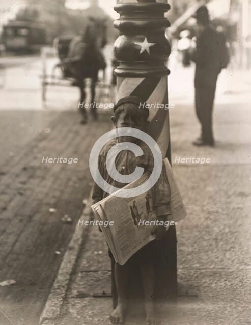 A Little "Shaver," Indianapolis Newsboy, 41 inches high.., about 1920. Creator: Lewis Wickes Hine.