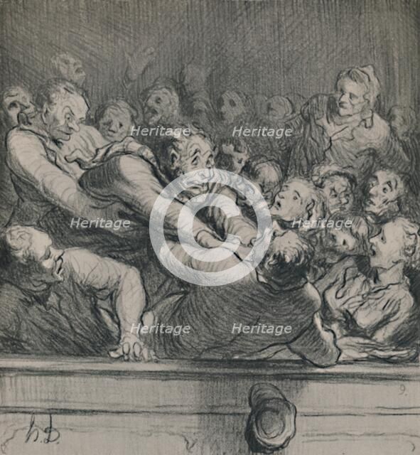 'A Literary Discussion in the Upper Gallery', c.1864, (1946). Artist: Honore Daumier.