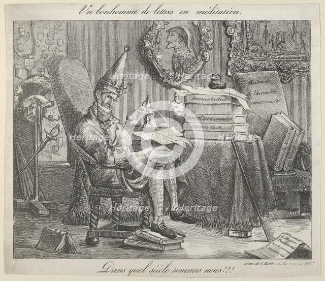 A Literary Fellow Meditating, 1821., 1821. Creator: Eugene Delacroix.