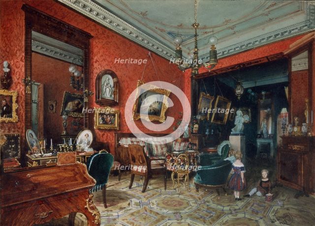 A living room, 1840s. Artist: Premazzi, Ludwig (Luigi) (1814-1891)