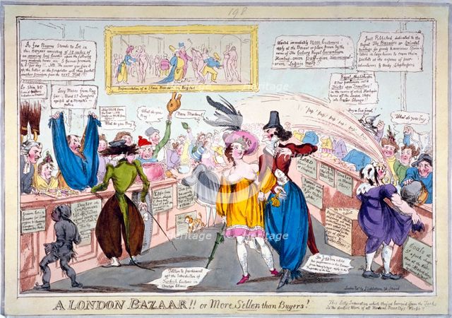 'A London Bazaar!! or more sellers than buyers!...', c1820. Artist: Anon