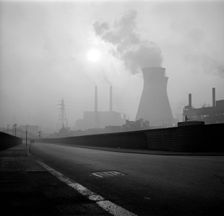 A London power station on a foggy morning, c1945-c1965. Artist: SW Rawlings