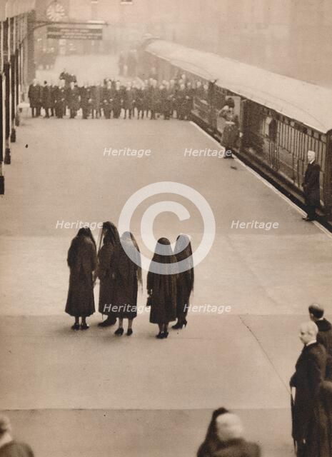 'A lone group of royal mourners: Queen Mary with the Princess Royal', 1936.  Artist: Unknown.