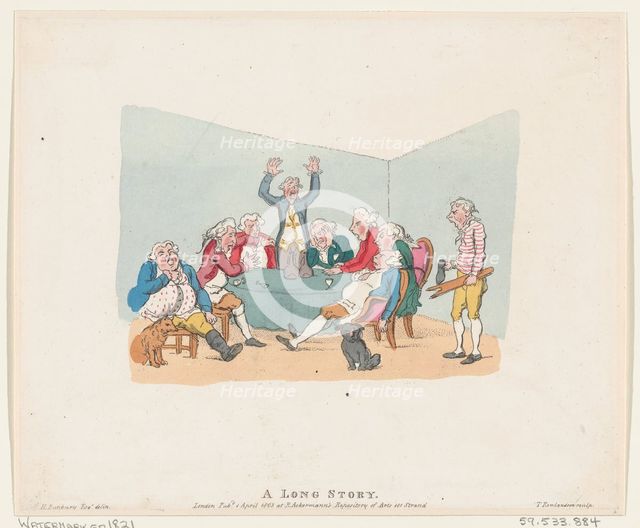A Long Story, 1803 (reissued after 1821)., 1803 (reissued after 1821). Creator: Thomas Rowlandson.
