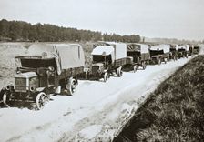 A long white line. A common sight in France World War I, 1916. Creator: Unknown