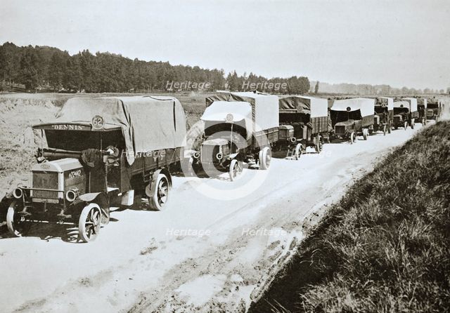 'A long white line. A common sight in France', World War I, 1916. Creator: Unknown.