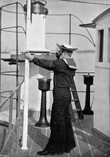 A look-out on the bridge of a British warship, 1896.Artist: Gregory & Co