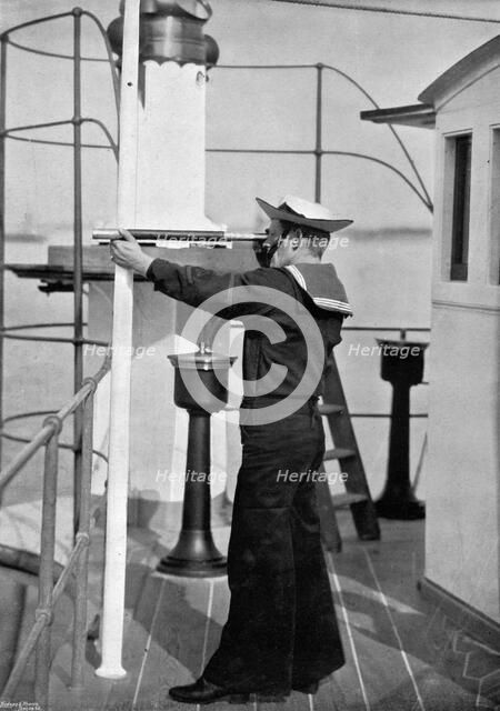 A look-out on the bridge of a British warship, 1896.Artist: Gregory & Co