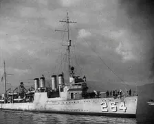 A Loaned American Destroyer Arriving in Britain, 1941. Creator: British Pathe Ltd