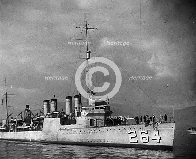 A Loaned American Destroyer Arriving in Britain, 1941. Creator: British Pathe Ltd.