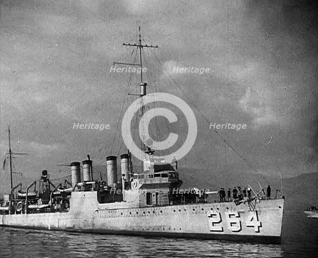A Loaned American Destroyer Arriving in Britain, 1941. Creator: British Pathe Ltd.