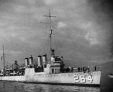 A Loaned American Destroyer Arriving in Britain, 1941. Creator: British Pathe Ltd