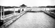 A lock on the Panama Canal, Panama, 1926