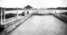 A lock on the Panama Canal, Panama, 1926