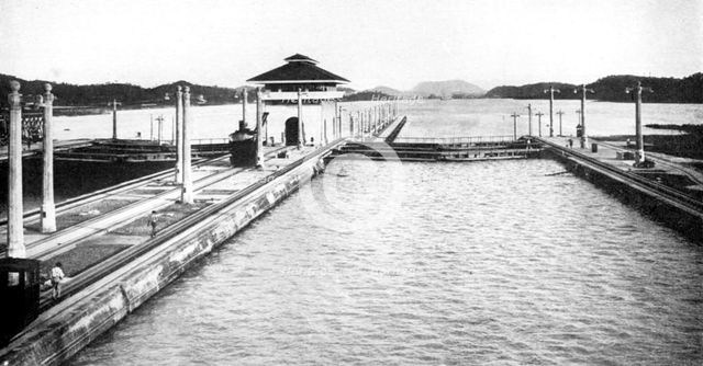 A lock on the Panama Canal, Panama, 1926. Artist: Unknown
