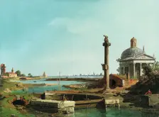 A Lock, a Column, and a Church beside a Lagoon. Creator: Canaletto