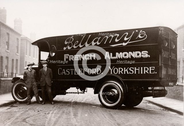 A lorry in the livery of Bellamy’s, advertising French Almonds, Castleford, Yorks, 1929. Artist: Unknown