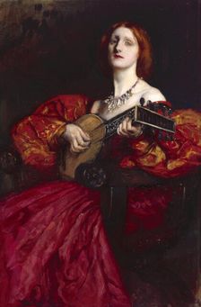 A Lute Player, 1899. Creator: Edwin Austin Abbey