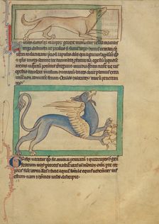 A Lynx; A Griffin; Northumberland Bestiary, about 1250-1260. Creator: Unknown