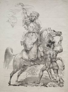 A Mameluke Chief on Horseback Signaling for Help, 1817. Creator: Antoine-Jean Gros (French, 1771-1835)