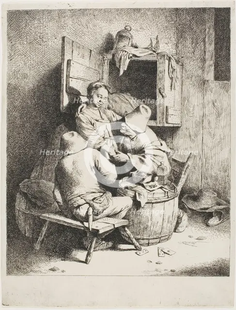 A Man Caressing the Young Hostess, 1660/64. Creator: Cornelis Bega.