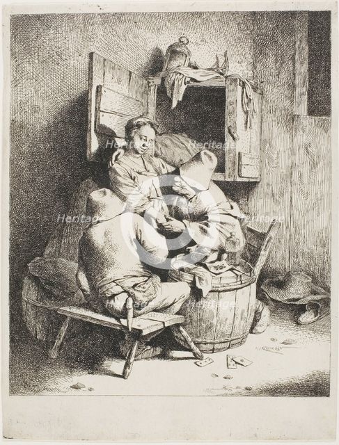 A Man Caressing the Young Hostess, 1660/64. Creator: Cornelis Bega.