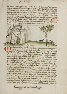 A Man Chasing Mice Away from his House; Fables, third quarter of 15th century. Creator: Unknown