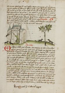 A Man Chasing Mice Away from his House; Fables, third quarter of 15th century. Creator: Unknown