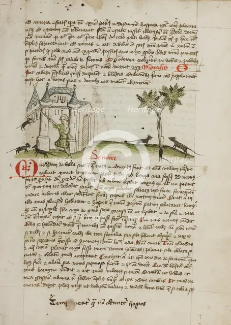 A Man Chasing Mice Away from his House; Fables, third quarter of 15th century. Creator: Unknown.
