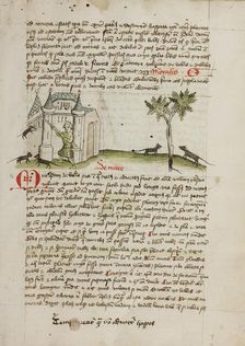 A Man Chasing Mice Away from his House; Fables, third quarter of 15th century. Creator: Unknown