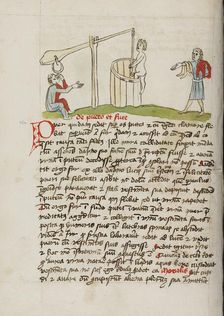 A Man Climbing into a Well; Fables, third quarter of 15th century. Creator: Unknown